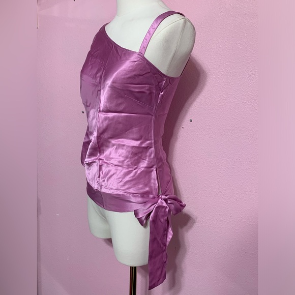 RARE Vintage BCBGMaxAzria 100% Silk Pink One-Shoulder Women's Top - 2 - Picture 10 of 10